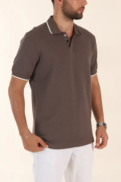 Kahve Relaxed Fit Patlı Polo Yaka Erkek Tişört 373090