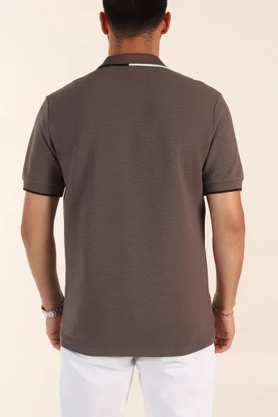 Kahve Relaxed Fit Patlı Polo Yaka Erkek Tişört 373090
