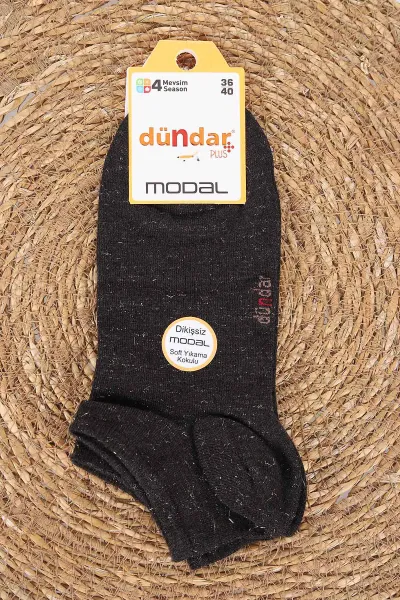 Kahve Simli Dört Mevsim Kadın Modal Soket Patik Çorap (36-40) 476966
