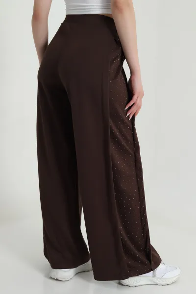 Kahve Taşlı Garnili Modal Kadın Pantolon 484406