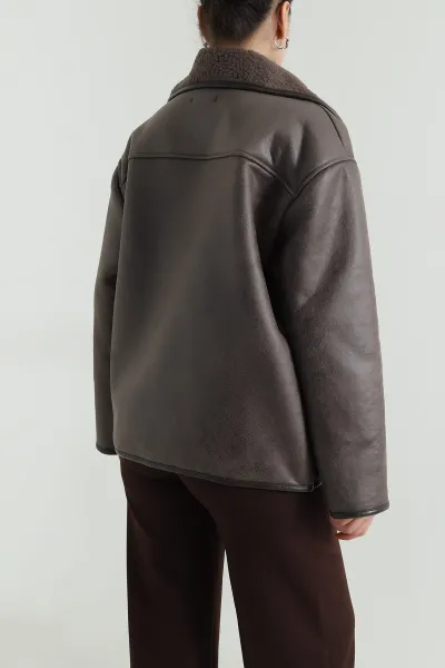 Kahve Torba Cep Lamine Kadın Mont 498258