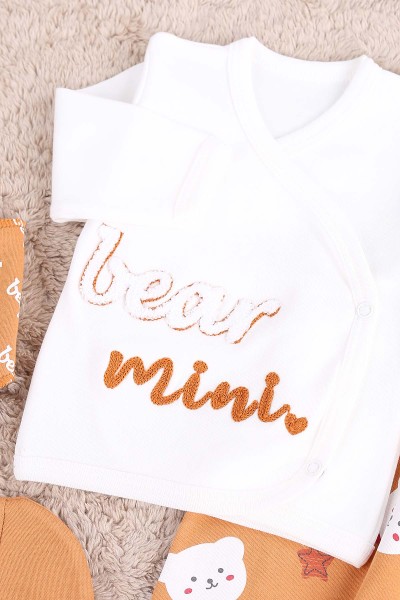 Kahverengi (0-6 Ay) Bear Mini Nakışlı Çıtçıtlı 5 Li Zıbın Takımı 171464