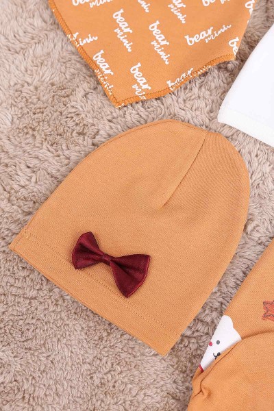 Kahverengi (0-6 Ay) Bear Mini Nakışlı Çıtçıtlı 5 Li Zıbın Takımı 171464