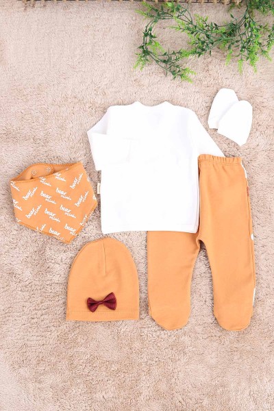 Kahverengi (0-6 Ay) Bear Mini Nakışlı Çıtçıtlı 5 Li Zıbın Takımı 171464