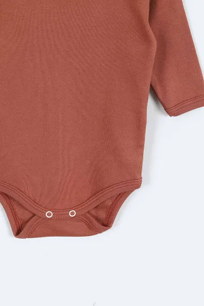 Kahverengi (1-3 Yaş ) Uzun Kol Düz Bebek&Çocuk Çıtçıtlı Badi 403649