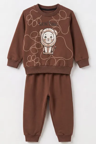 Kahverengi (1-4 Yaş) Lion King Baskılı 2 İp Erkek Çocuk&Bebek Mevsimlik Takım 495092