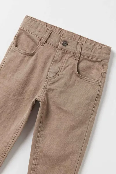 Kahverengi (1-5 Yaş) Badili Triko Hırkalı    Gabardin Pantolonlu  Erkek  Çocuk 3'lü Takım 501557