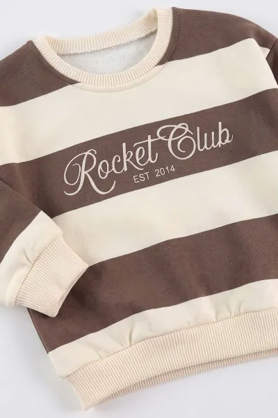 Kahverengi (1-5 Yaş) Rocket Club Baskılı 3 İp Şardonlu Erkek Çocuk Kışlık Takım 490728