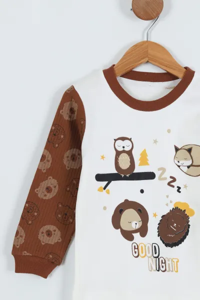 Kahverengi (1-9 Yaş) Baskılı Kız Çocuk Sweat 275790