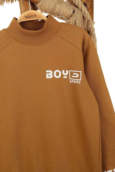Kahverengi (13-16 Yaş) Boys Sport Baskılı Erkek Çocuk Sweat 154308