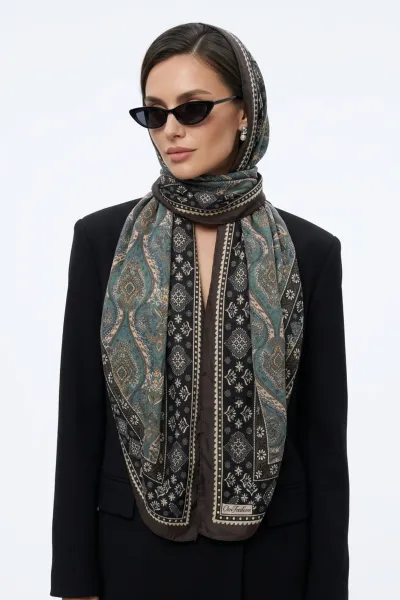 Kahverengi 180x70 Cm Our Fashion Dijital Baskılı Desenli Bambu Kraş Şal 488550