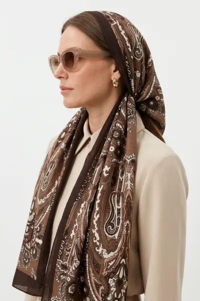 Kahverengi 180x70 Cm Our Fashion Dijital Baskılı Desenli Soft Şal 488578