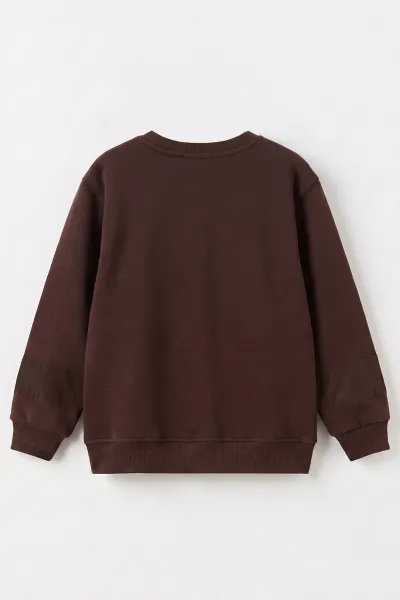 Kahverengi (2-12 Yaş) Urban Nakışlı   İçi Şardonlu Erkek  Çocuk Sweatshirt 493819