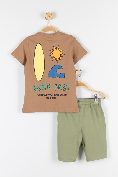 Kahverengi (2-5 Yaş) Surf Fest Baskılı Erkek Çocuk Takım 170529
