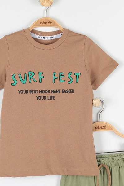 Kahverengi (2-5 Yaş) Surf Fest Baskılı Erkek Çocuk Takım 170529