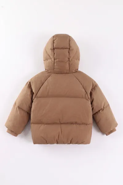 Kahverengi (2-6 Yaş)Kapüşonlu İçi Kürklü Kız Çocuk Mont 499667