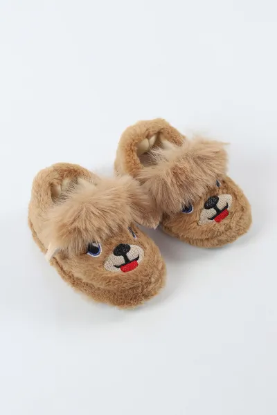Kahverengi ( 21 - 24 )Peluş Figürlü Çocuk Panduf 497067