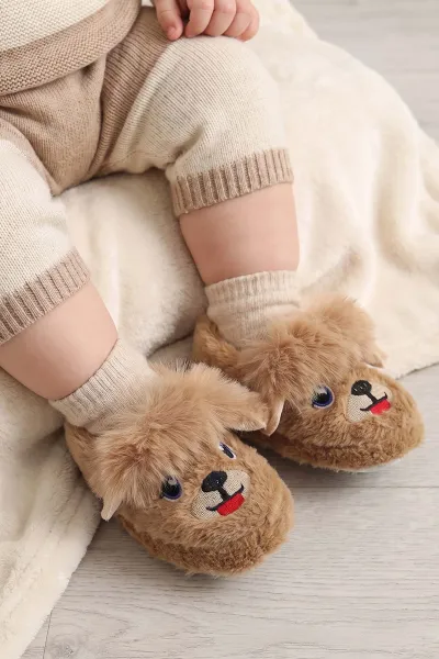 Kahverengi ( 21 - 24 )Peluş Figürlü Çocuk Panduf 497067