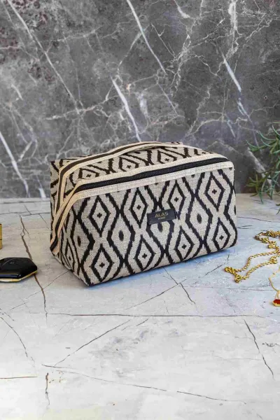 Kahverengi 24x13x14 Bohe Seyahat Makyaj Çantası 250459