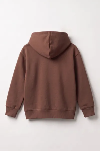 Kahverengi (3-12 Yaş)Süzene  Superday Nakışlı  ve Kapüşonlu 3 İp Şardonlu Erkek Çocuk Sweatshirt 478638