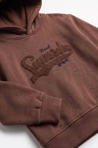 Kahverengi (3-12 Yaş)Süzene  Superday Nakışlı  ve Kapüşonlu 3 İp Şardonlu Erkek Çocuk Sweatshirt 478638