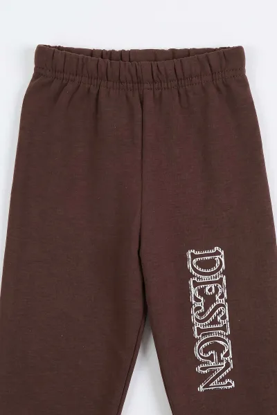Kahverengi (3-7 Yaş) Desing Baskılı 3 İp Şardonlu Erkek Çocuk Takım 483006