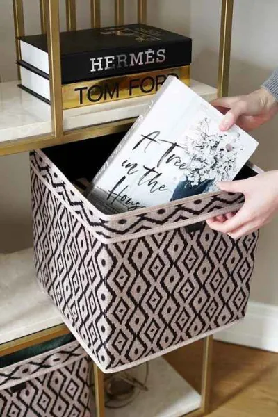 Kahverengi 30x30x30 Bohe Raf Düzenleyici Kutu Dolap Organizer 249789
