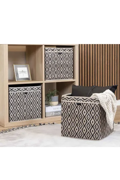 Kahverengi 30x30x30 Bohe Raf Düzenleyici Kutu Dolap Organizer 249789