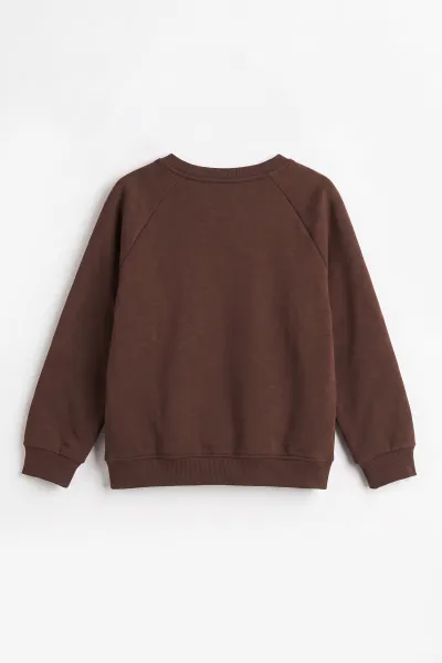 Kahverengi (4-12 Yaş ) Authentic Nakışlı 3 İp Şardonlu Erkek Çocuk Sweatshirt 486634