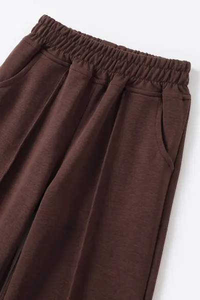 Kahverengi (5-10 Yaş) Kolları Simli    Oysho Kumaş Kız Çocuk Takım 498534