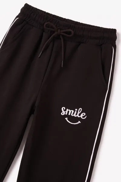 Kahverengi (5-10 Yaş) Smile Nakışlı Stoperli Oysho Kız Çocuk Takım 482259