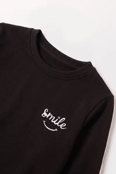 Kahverengi (5-10 Yaş) Smile Nakışlı Stoperli Oysho Kız Çocuk Takım 482259