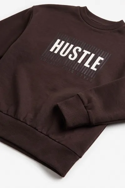 Kahverengi (5-10 Yaş)Hustle Kabartma Baskılı Oysho Erkek Çocuk Takım 497526