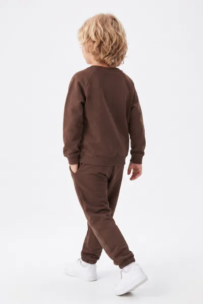 Kahverengi (5-12 Yaş) Authentic Nakışlı 3 İp Şardonlu Erkek Çocuk Kışlık Takım 483533