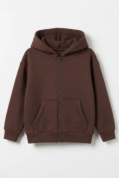kahverengi-5-12-yas-baskisiz-fermuarli-kapusonlu-3-ip-sardonlu-erkek-cocuk-sweatshirt-483575