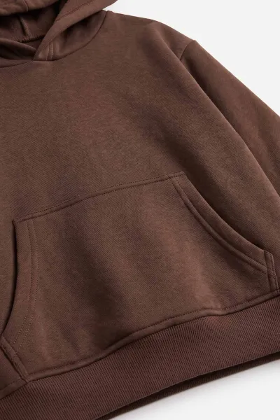 Kahverengi (5-12 Yaş) Baskısız Kapüşonlu 3 İp Şardonlu Erkek Çocuk Sweatshirt 481762