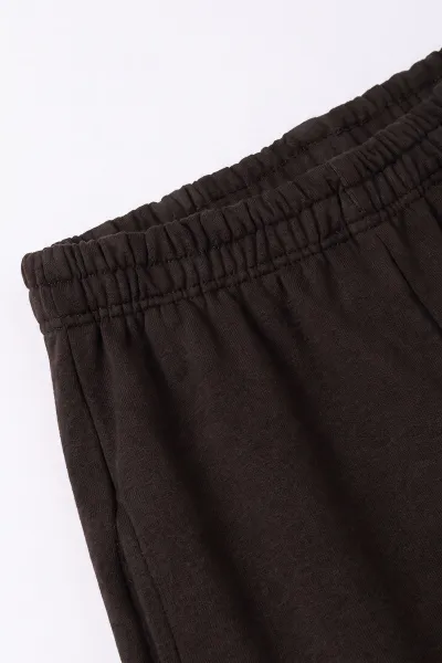 Kahverengi (5-13 Yaş) Beli Lastikli Bol Paça 3 İp Kız Çocuk Eşofman Altı 487051