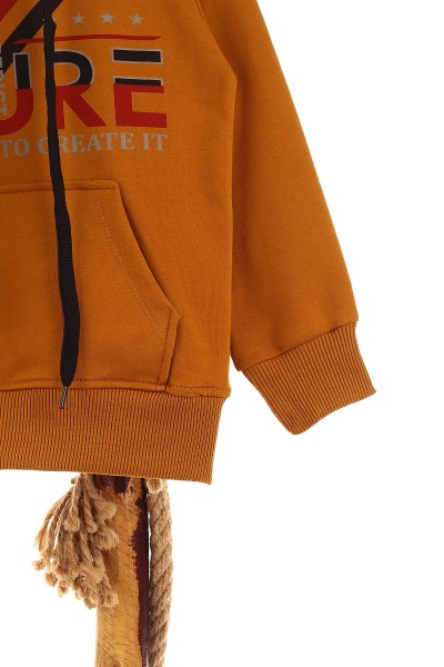 Kahverengi (5-8 Yaş) Future Baskılı Kapüşonlu Erkek Çocuk Sweat 152709