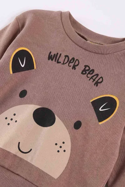 Kahverengi (6-18 Ay)Wild Bear Baskılı Çıtçıtlı Çimalı Erkek Bebek Takım 477925
