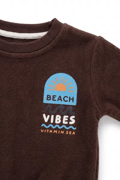 Kahverengi (6-24 Ay) Ön Arka Beach Baskılı 2 İp Erkek Bebek Takım 490629