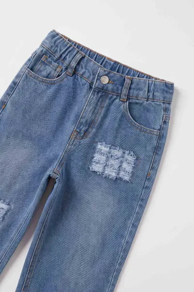 Kahverengi (7-11 Yaş) Fitilli Bodyli Peluş Ceketli Kot Pantolonlu Kız Çocuk 3'lü Takım 500959