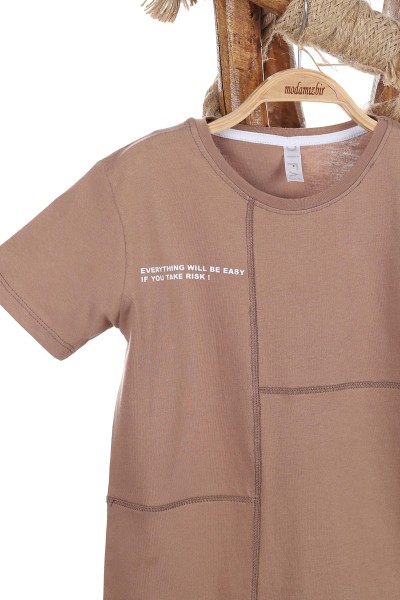 Kahverengi (9-12 Yaş) Evertyhıng Baskılı Parçalı Erkek Çocuk Tişört 164005