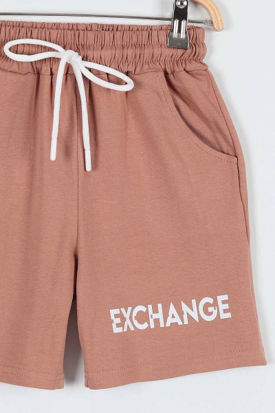 Kahverengi (9-12 Yaş) Exchange Baskılı Erkek Çocuk Şort 185810