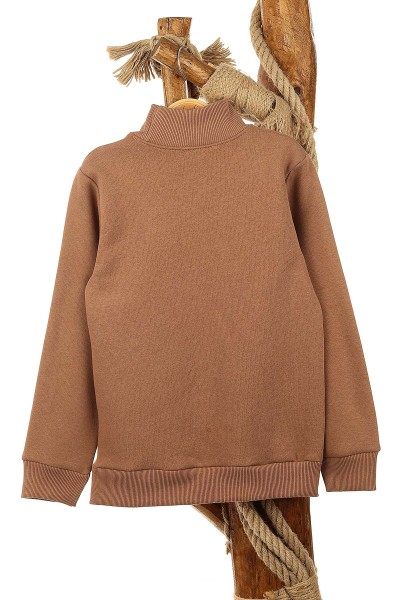 Kahverengi (9-12 Yaş) Let'S Party Baskılı Üç İp Şardonlu Erkek Çocuk Sweat 154244