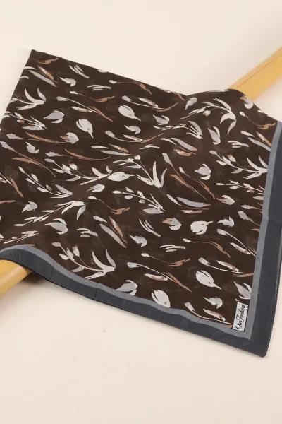 Kahverengi 90x90 Cm Dijital Baskılı Desenli Tülbent Eşarp 428559