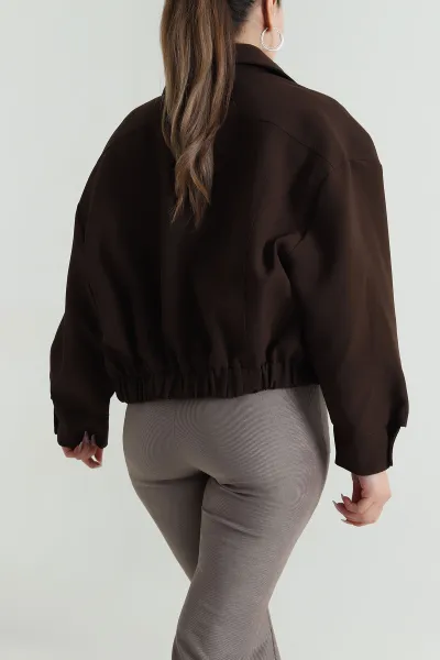 Kahverengi Aller Detay Dabıl Kadın Bomber Mont 485897