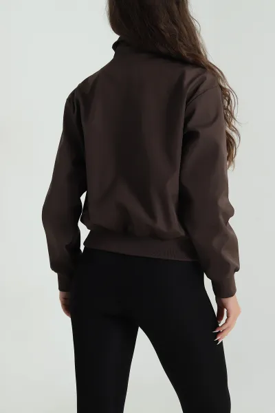 Kahverengi Astarlı Cepli Kadın Mont 488356