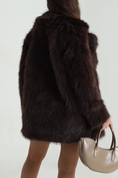 Kahverengi Astarlı Kürklü Lolita Kadın Mont 488819
