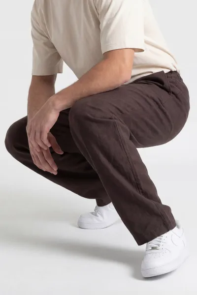 Kahverengi Baggy Belden Bağlamalı Erkek Pantolon 445657