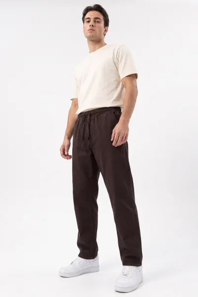 Kahverengi Baggy Belden Bağlamalı Erkek Pantolon 491807